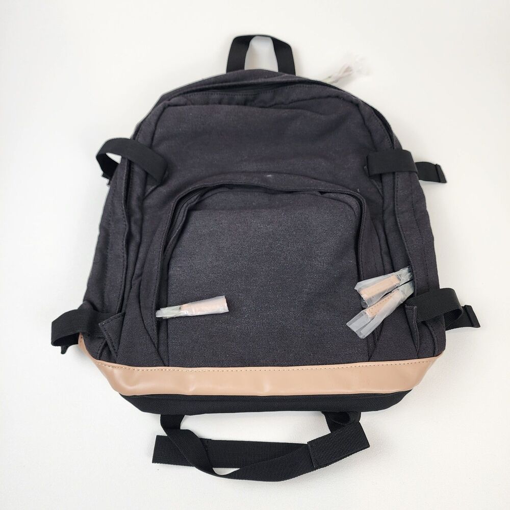Black Canvas Laptop Backpack Travel School Bag Casual Daypack Unisex